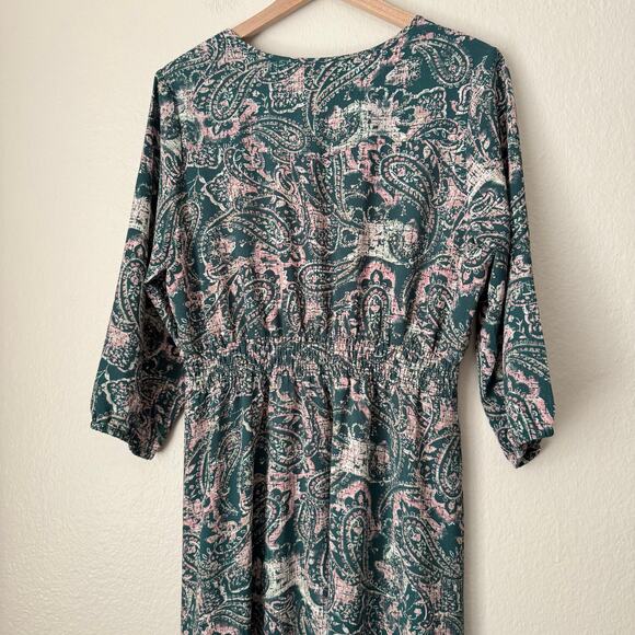 Indigo Rose Womens Green Maxi Dress Paisley 3/4 Sleeve Multicolor Size Large - Picture 11 of 12